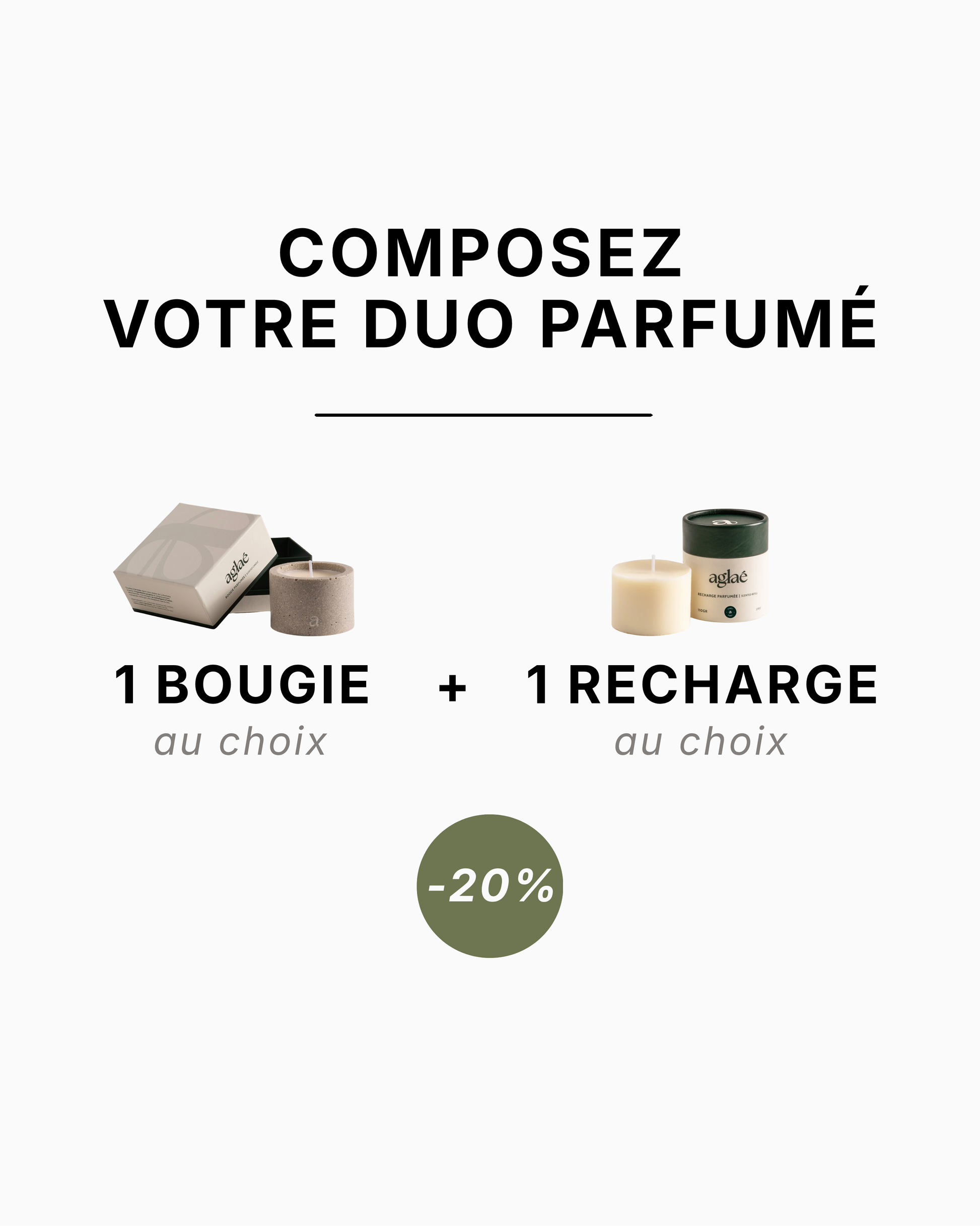 explications sur la composition du coffret de bougie et de recharge parfumée avec la promotion